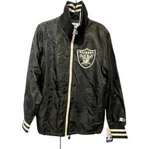 VEGAS/OAKLAND RAIDERS Starter Full Zip Side Line Jacket BLACK   Small